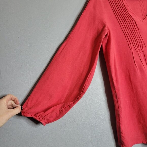 Sundance Women's Medium Linen Tunic V-neck Long Sleeve Pink - Picture 4 of 6